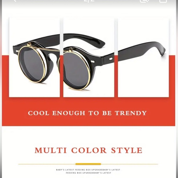 ‼️$7‼️ Round Flip Up Steampunk Gothic Double Layer Glasses, 3 Colors - Picture 9 of 10